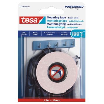 MONTERINGSTAPE TESA FLISER OG METALL 100KG/M 1,5MX19MM