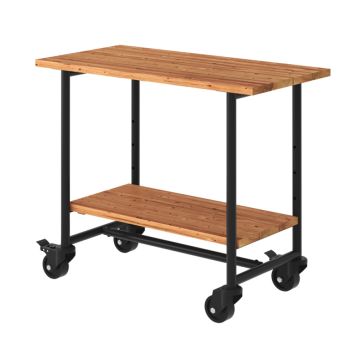 PIKNIKBORD PLUS URBAN MED 1 HYLLE OG HJUL THERMOWOOD/STÅL 100X50X90 CM