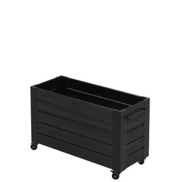 BLOMSTERKASSE PLUS CUBIC MED HJUL I BARTRE SVART 120X50X73 CM