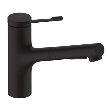 KJØKKENBATTERI HANSGROHE ZESIS LEAN M34 SVART M/UTTREKKSTUT