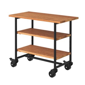 PIKNIKBORD PLUS URBAN MED 2 HYLLER OG HJUL THERMOWOOD/STÅL 100X50X90 CM