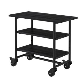 PIKNIKBORD PLUS URBAN MED 2 HYLLER OG HJUL I MYKTRE/STÅL SVART 100X50X90 CM