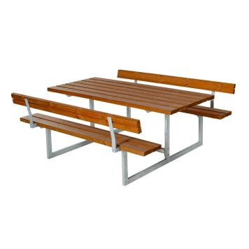 BENKESETT PLUS BASIC BORD/BENKER MED 2 RYGGSTØTTER TEAK           