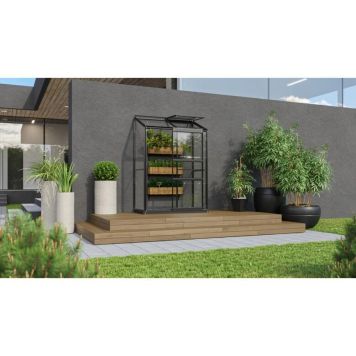 DRIVHUS VITAVIA IDA 900 MED SOKKEL ALU/SORT GLASS 0,9M2