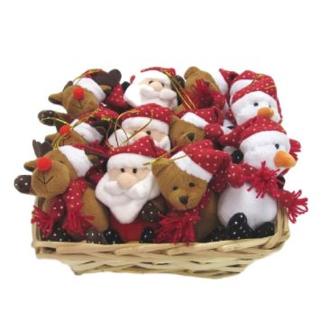 JULETREPYNT JULEBAMSE 10CM HVIT/BRUN/RØD 