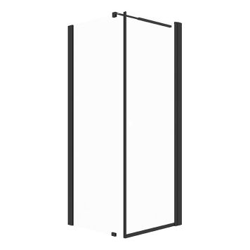 DUSJHJØRNE CAMARGUE VAL FAST DUSJVEGG OG RETT DUSJDØR SVART/KLARGLASS