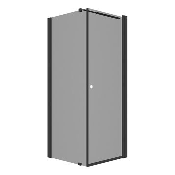 DUSJHJØRNE CAMARGUE VAL FAST DUSJVEGG OG RETT DUSJDØR SVART/RØYKFARGET GLASS