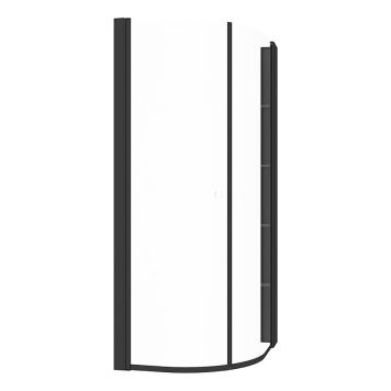 DUSJHJØRNE CAMARGUE VAL HALVRUND MED HYLLE SVART/KLARGLASS 90x80CM