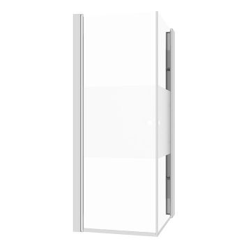 DUSJHJØRNE CAMARGUE VAL RETT MED HYLLE KROM/DELVIS FROSTET GLASS 90x80CM