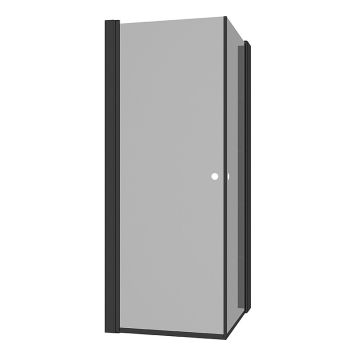 DUSJHJØRNE CAMARGUE VAL RETT MED HYLLE SVART/RØYKFARGET GLASS 90x90CM