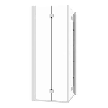 DUSJHJØRNE CAMARGUE VAL FOLDBAR MED HYLLE KROM/KLARGLASS 100x90CM