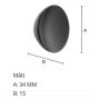 KNOTT BESLAGSBODEN BB464 34MM SVART