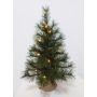 KUNSTIG JULETRE LYX 60CM GRØNN INKL JUTEFOT & BELYSNING
