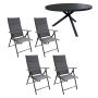HAGEMØBELSETT SUNFUN SHILLINGE BORD + 4 POSISJONSSTOLER LINA SVART