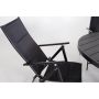 HAGEMØBELSETT SUNFUN SKILLINGE BORD + 6 POSISJONSSTOLER LINA SVART