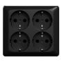 STIKKONTAKT ELKO RS 4-VEIS JORDET UTENPÅLIGGENDE SVART