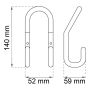 DOBBELTKROK HABO SATURN HVIT 52 X 140 MM