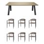 SPISEGRUPPE SUNFUN SPISEBOR UTÖ + 6 STOLER FIONA NATUR