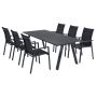 SPISEGRUPPE SUNFUN SPISEBORD UTÖ + 6 STOLER BIANCA SVART