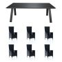 SPISEGRUPPE SUNFUN BORD UTÖ + 6 STOLER NOVA SVART